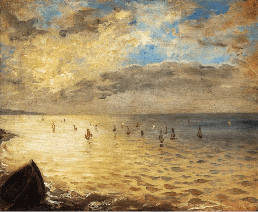 ‘‘La Mer vue des hauteurs de Dieppe – La Mer à Dieppe’’, 1852, ελαιογραφία σε χαρτόνι, 36x52, Λούβρο. 