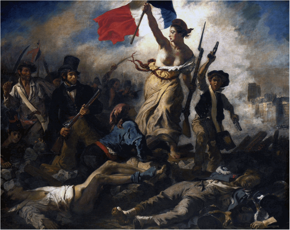 ‘‘Le 28 juillet 1830. La Liberté guidant le peuple’, 1830, ελαιογραφία σε μουσαμά, 260x325, Λούβρο. 