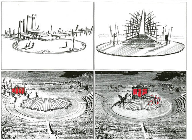 ΠΑΝΩ. Α: «Ηλέκτρα», Εθνικό 1972. Δ: «Ιππόλυτος», Εθνικό 1973. ΚΑΤΩ: «Άλκηστις», «Κύκλωπας», Εθνικό 1974 